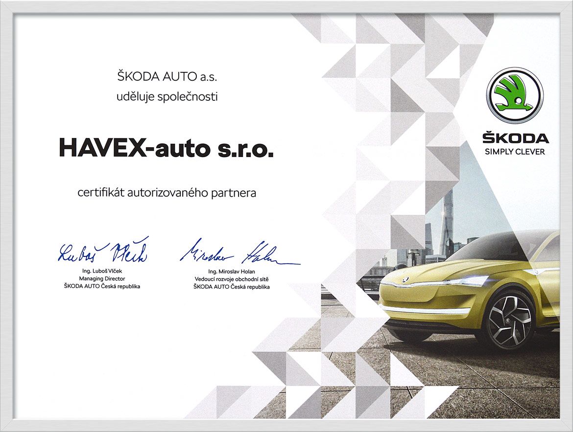 Certifikát Škoda 2018